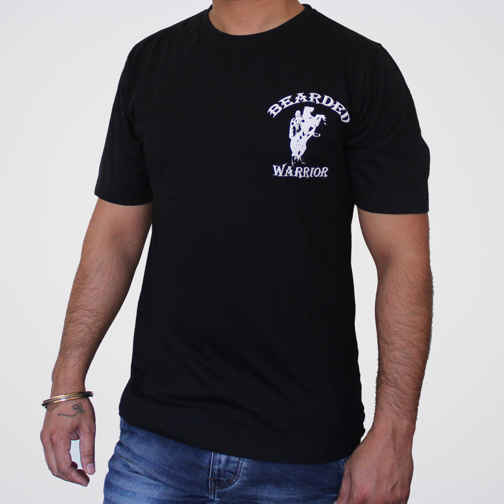 Sikh Beard Warrior round neck Punjabi T Shirt | Black Color