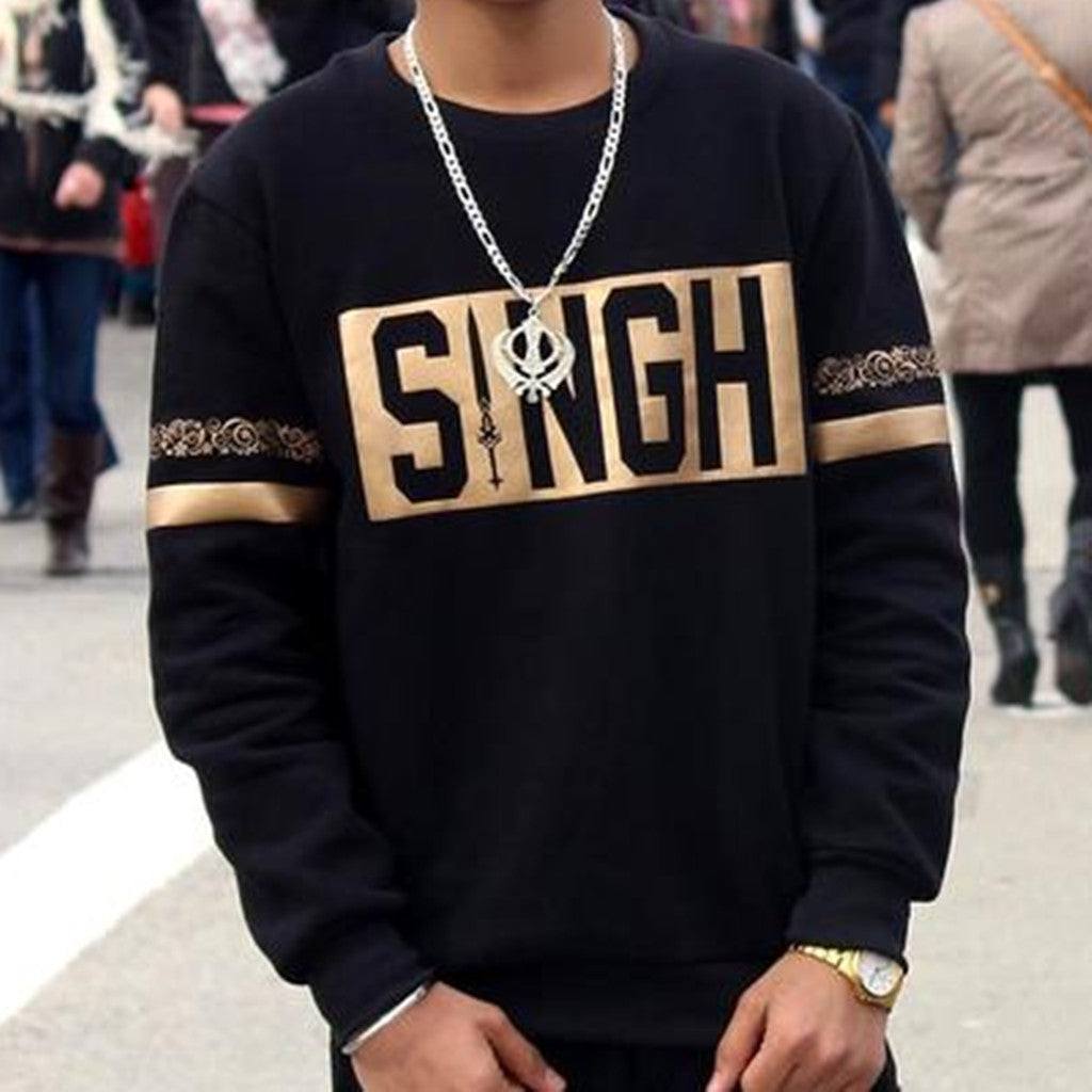 Singh Punjabi SweatShirt Black Gold